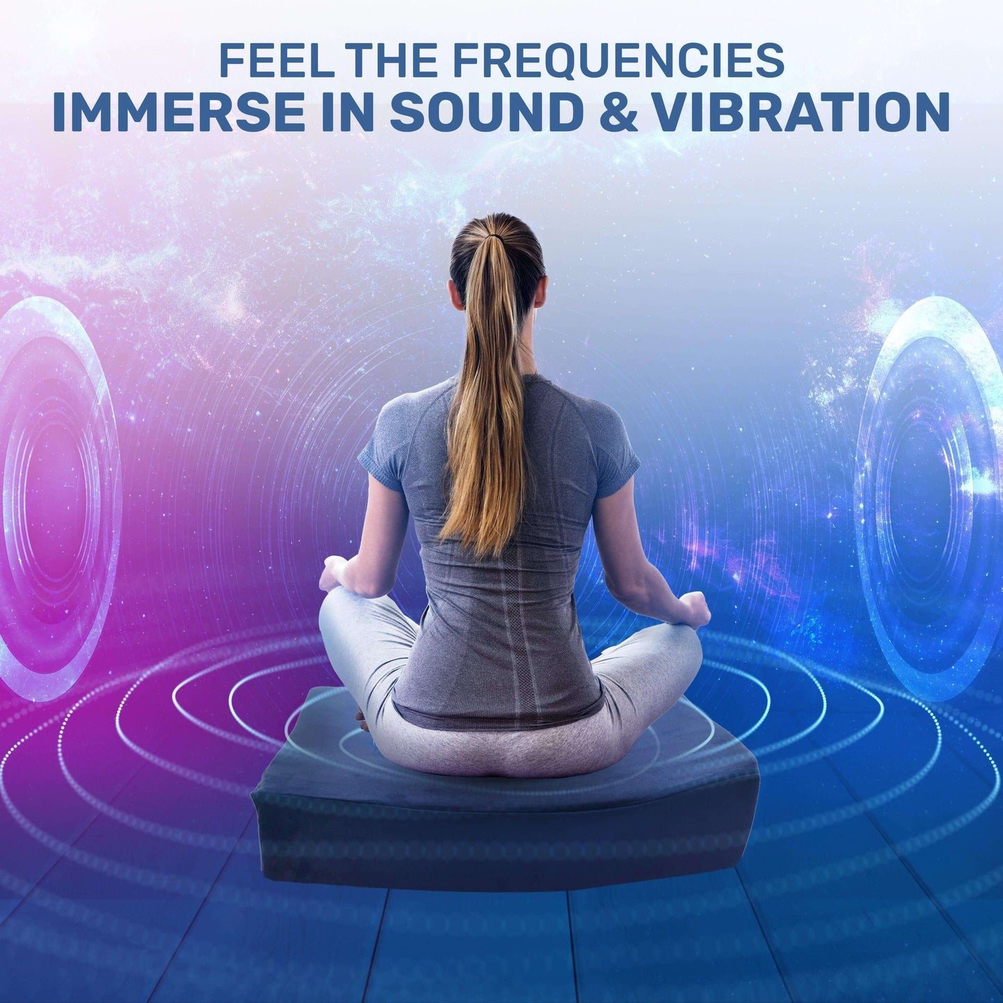 Vibroacoustic Therapy Zafu Meditation Cushion with custom amplifier