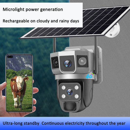 V380PRO-9 Solar powered WiFi Outdoor Waterproof Ball Machine HD Monitoring Camera Remote Uninterrupted Power