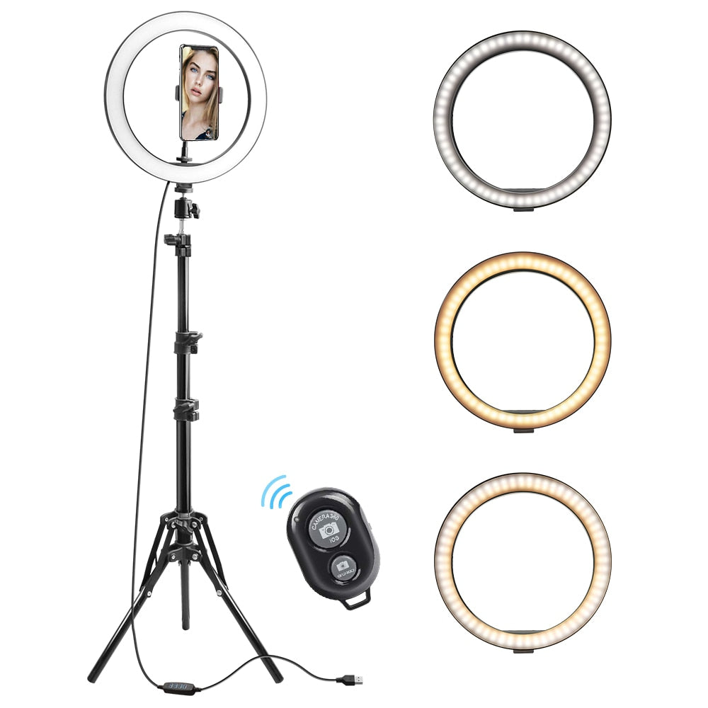 10 Inch 26CM Ring Light with Stand - Rovtop LED Camera Selfie Light Ring for iPhone Tripod and Phone Holder for Video Photography