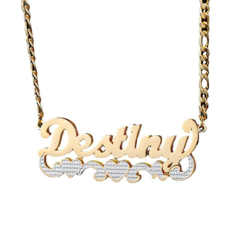 English Name Necklace Stainless Steel DIY Double Layer