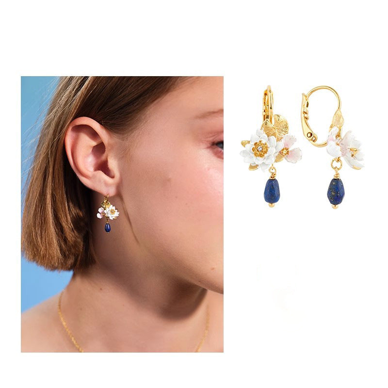 Jardin Monet Vintage Flower Enamel Earrings