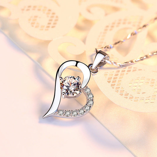 S999 Pure Silver Crystal Heart Pendant