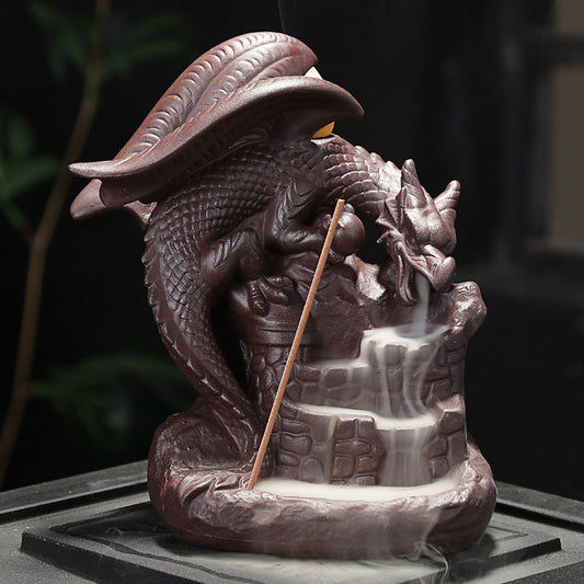 Zisha Ceramic Incense Burner, Dragon