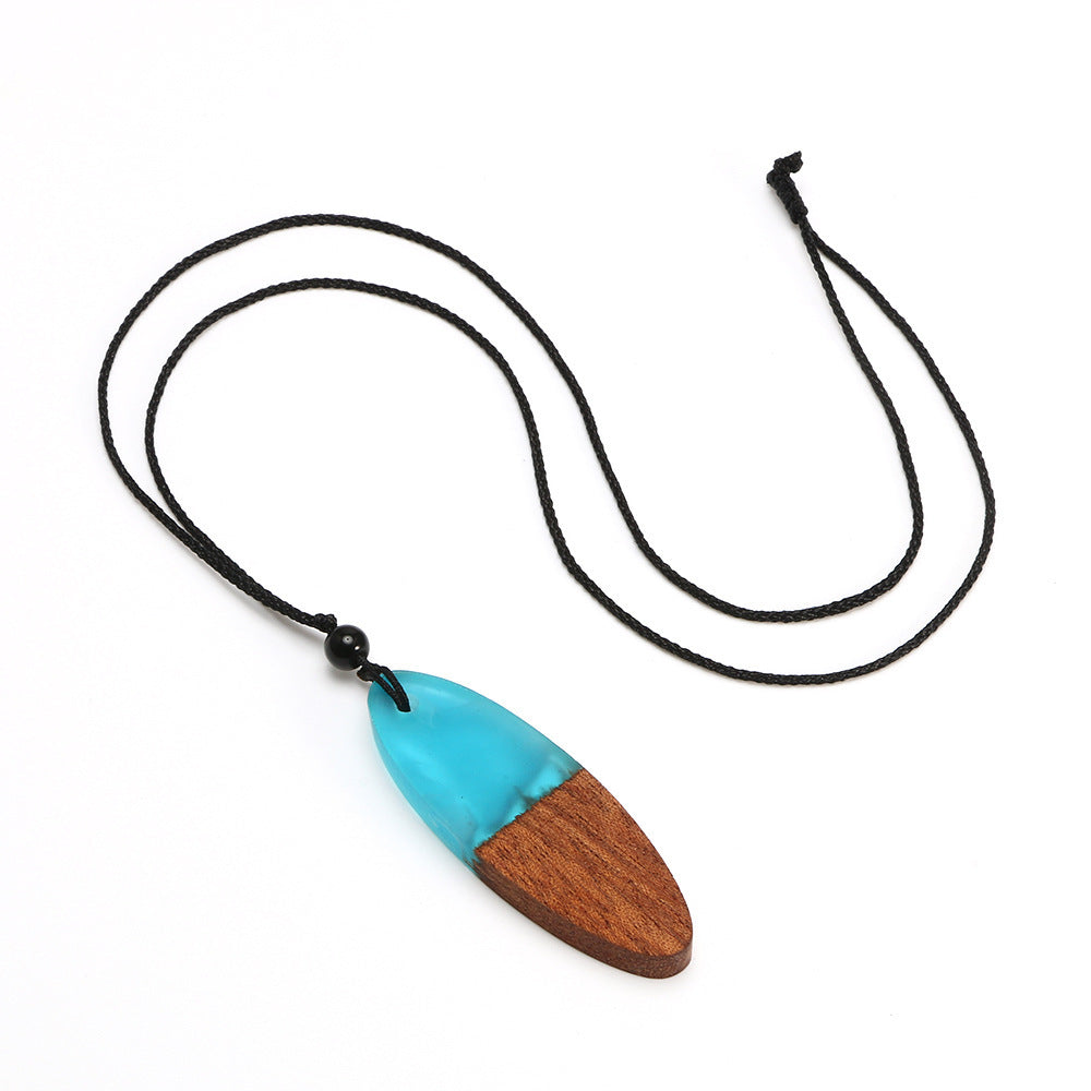 Resin & Wood Pendant Necklace