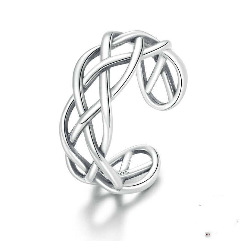 Bamoer Sterling Silver Woven Texture Ring