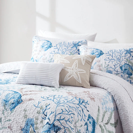 Oceana Watercolor Sea Life Quilt Set