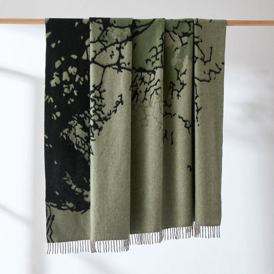 Threaded Roots Wool Throw Blanket