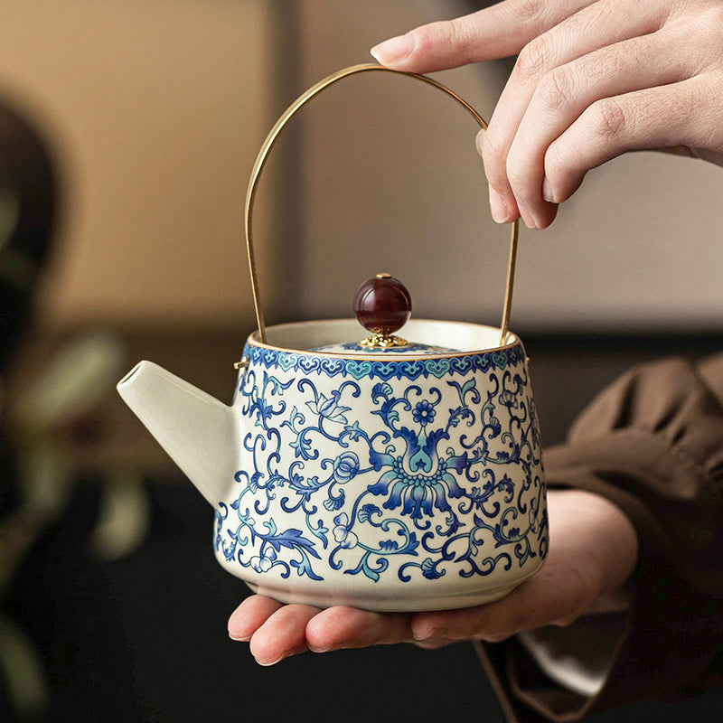 Ru Kiln Light Luxury Tea Set Gift Box for Giving to Elderly Companions