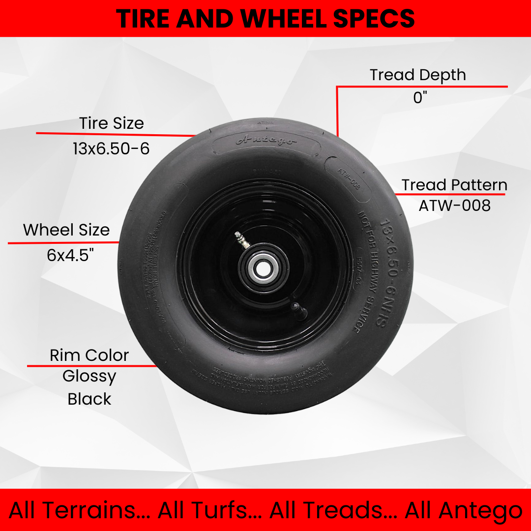 13x6.50-6 4 Ply Smooth with 6x4.5 Black Wheel Assembly (Set of 2)