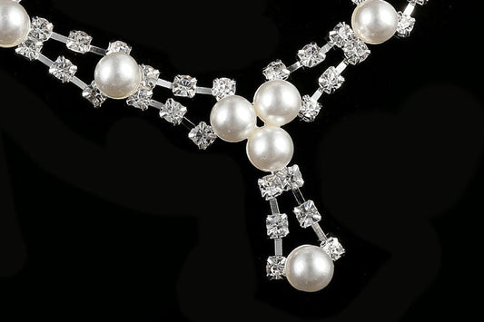 Pearl and Rhinestone Bridal Jewelry Set