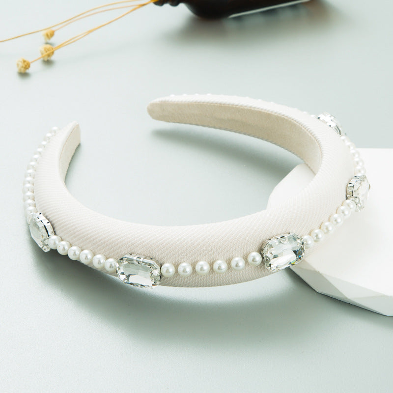 New Rhinestone Pearl Hair Adornment Femininity Light Luxury Net Red Hundred Band Head Accessories