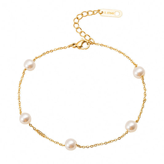 Titanium Steel Pearl Anklet Beach Jewelry