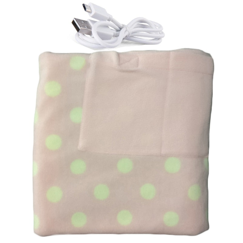 Portable USB Electric Heated Blanket Car Office Use Warm Blanket Heater With Pocketed Winter Home Baby Polyster Carpet 88x65cm