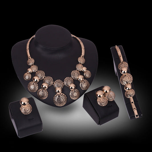 Korean Fashion Bride Jewelry Set - 4-Piece Alloy Set