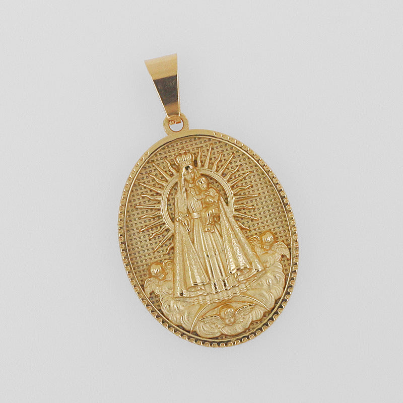 Stainless Steel Retro Mother-Son Pendant