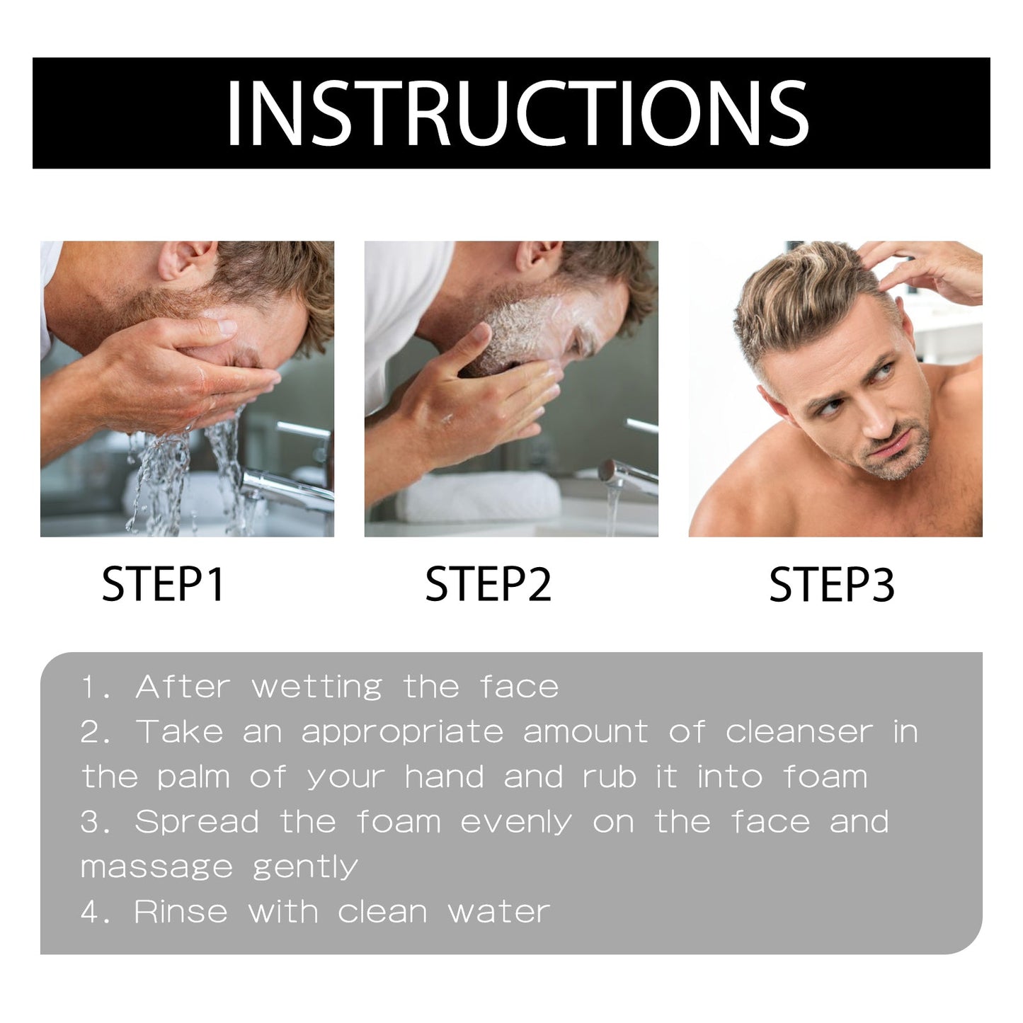 Men's Amino Acid Oil Control Face Wash, Deep Clean Acne Print Delicate Pores Whitening Brightening Skin
