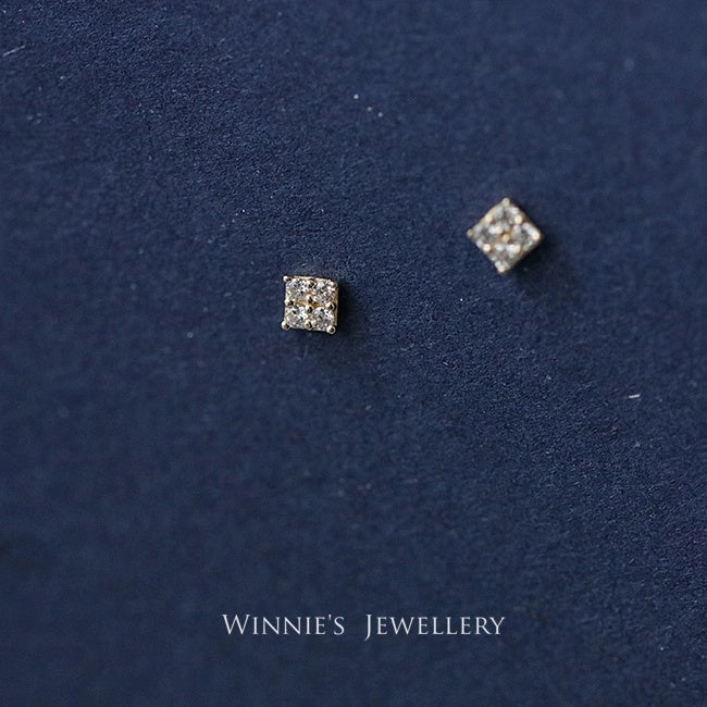 Gold-Plated Sterling Silver Carbink Square Stud Earrings