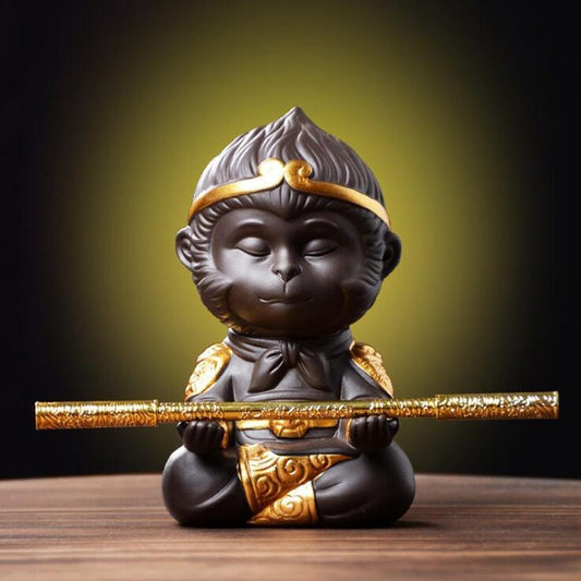 Chinese Purple Clay Tea Set, Monkey King Decor
