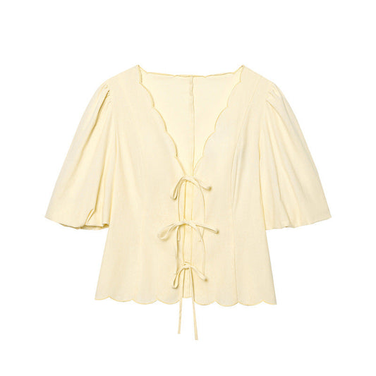 Elegant Solid Color Bubble Sleeve Blouse and Long Pants Style Fashion Casual Loose Fit