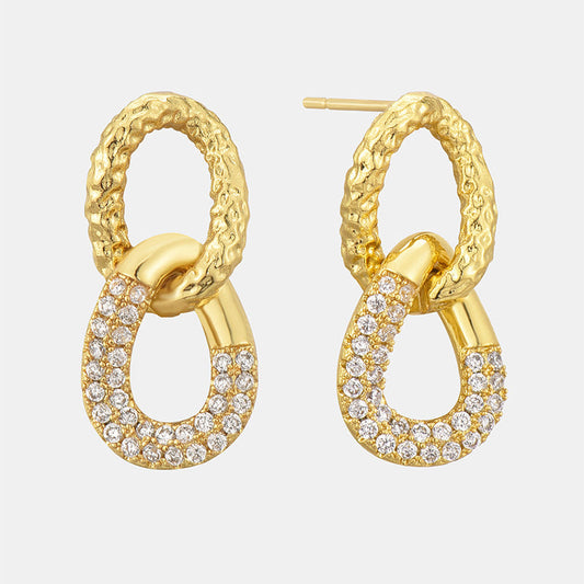 Retro Double Ring Zircon Studs