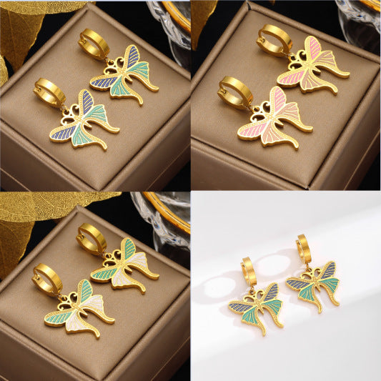 Colorful Butterfly Diamond Ear Hanging