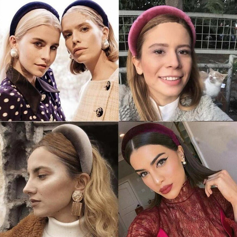 Wide edge velvet sponge hair clip for women's head clip high skull top hair clip