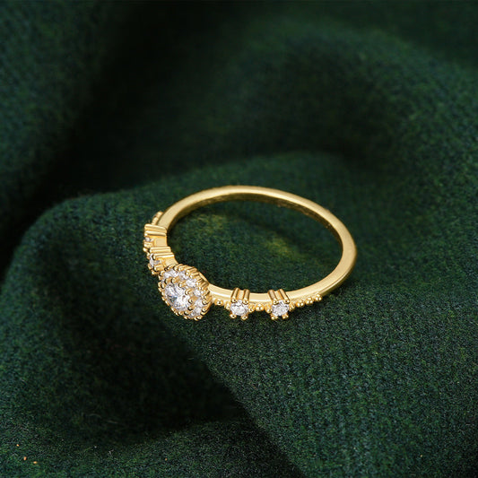 Lux Flower Rhinestone 925 Silver Proposal Ring