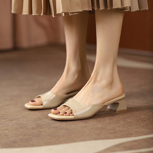 French Retro Chunky Heel Sandals for Women