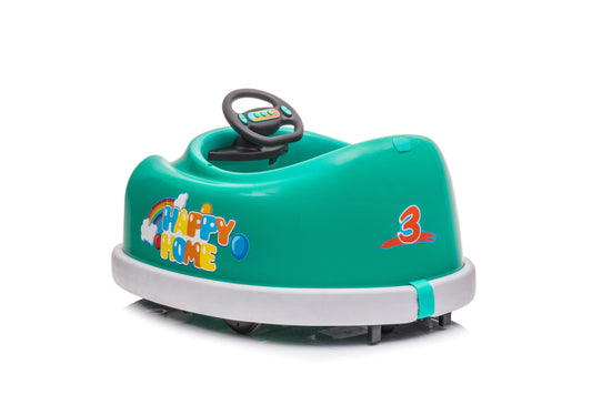 Bumper Car for Kids, 12v Dual Drive 1-6 Years Old Children's Electric Car with Pushrod Dinner Plate Music Rocking Horse