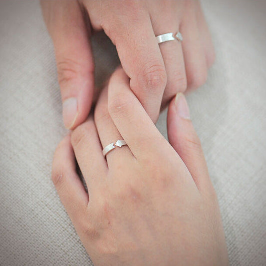 Sterling Silver Ring Arrow Brushed Couple Ring