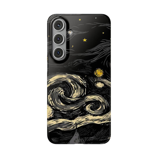 Samsung Clear Silicone Phone Case Black Sky Moon And Stars Pattern