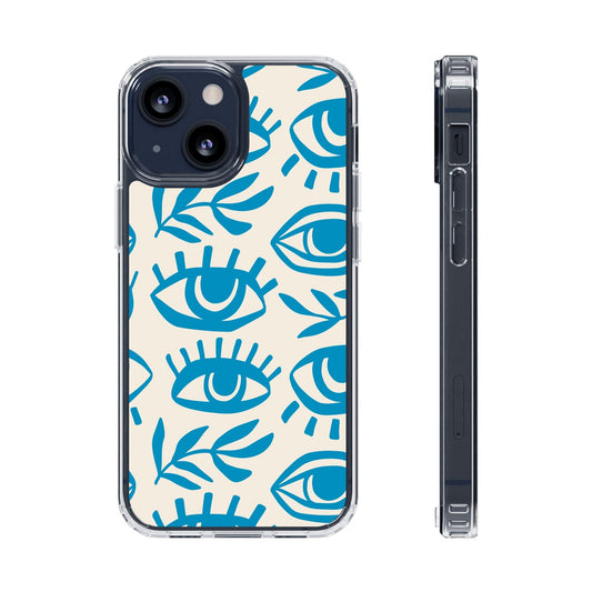 Eyes And Leaves Pattern Clear Cases