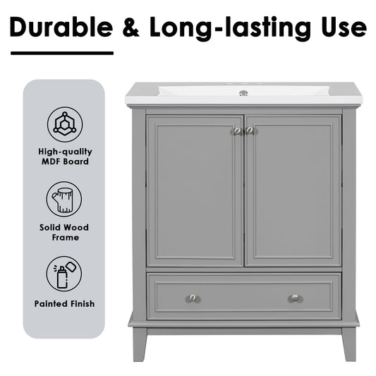 30 inch bathroom vanity no sink base only gray