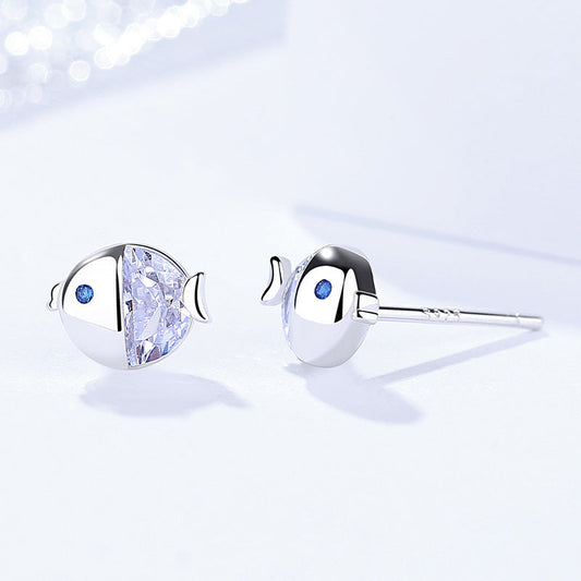 S925 Sterling Silver Kissing Gourami Stud Earrings