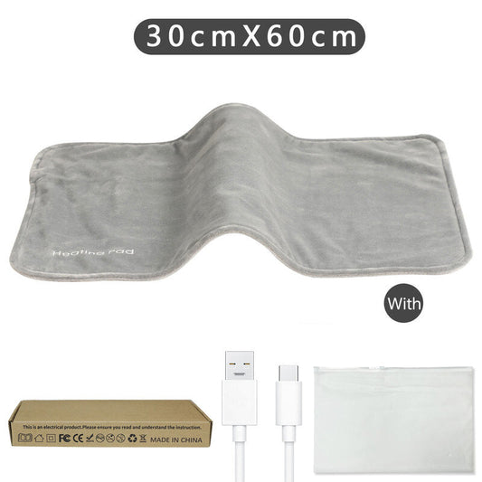 **5V USB grey heating pad (19.6x11.8") with 59" cable for cramps & back pain, works as mini heated blanket.**