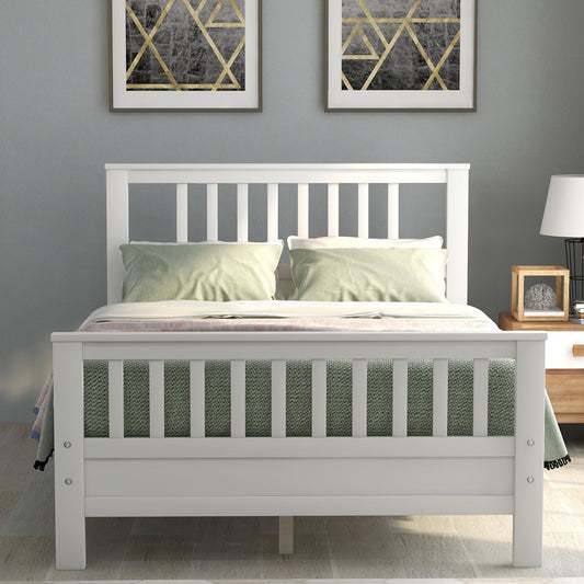 Wood Platform Bed with Headboard and Footboard Full