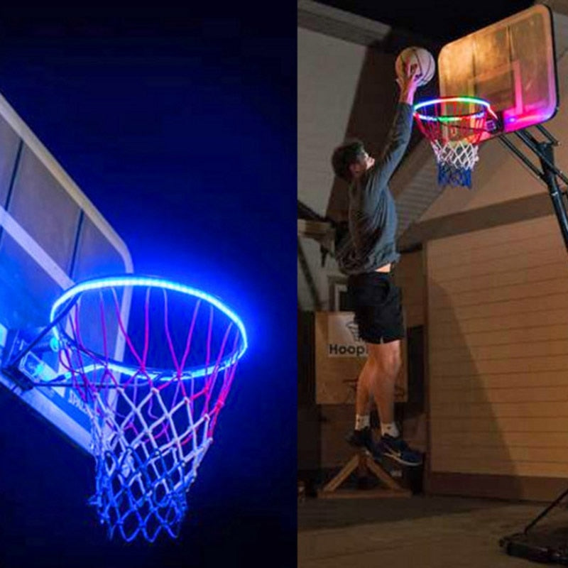 1 PCS LED Basketball Hoop Light Basketball Rim Changing Induction Lamp Shoot Hoops Solar Light Playing At Night LED Strip Lamp