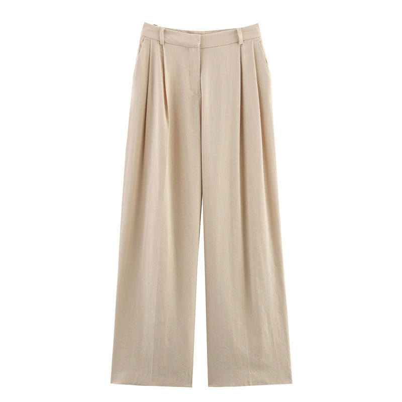 Elegant and Loose Women's Suit Jacket and Wide Leg Pants Style