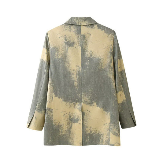 Elegant Printed Long Sleeve Blazer with Style for Women