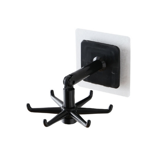 360 Degrees Rotated Kitchen Hooks Self Adhesive 6 Hooks Home Wall Door Hook Handbag Clothes Ties Bag Hanger Hanging Rack
