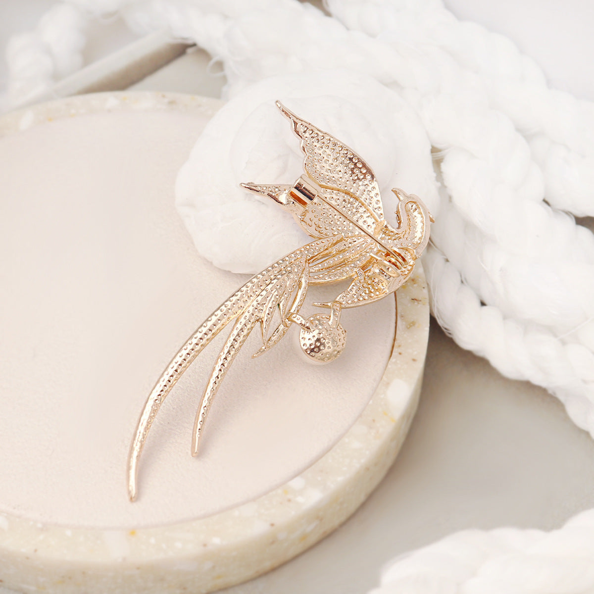 Hummingbird Phoenix Peacock Oil Drip Brooch