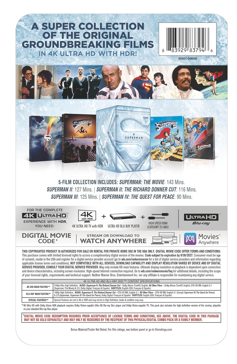 Superman 5-Film Collection - Limited Edition Steelbooks (4K UHD+ Blu-ray + Digital)