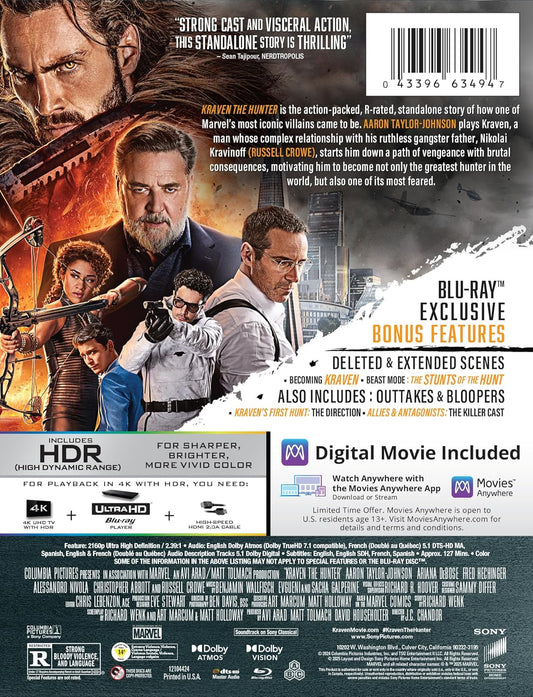 Kraven The Hunter - 4K UHD/BD Combo + Digital + Steelbook