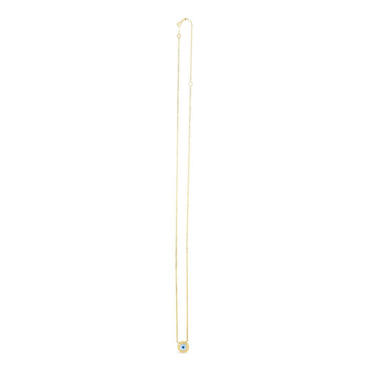 14k Yellow Gold MOP Evil Eye Necklace