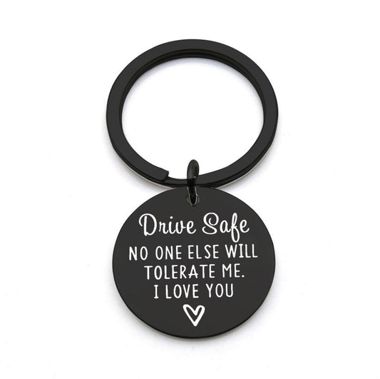 Driving safety stainless steel keychain Couple boyfriend girlfriend gift