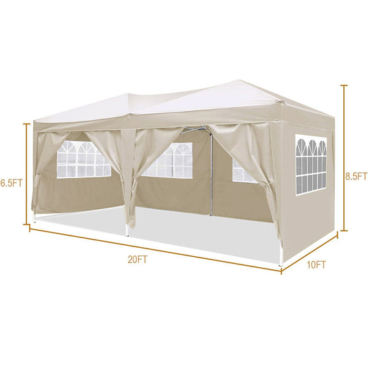 10'x20 'folding canopy with 6 detachable side walls for outdoor activity shelter UPF 50+terrace portable tent