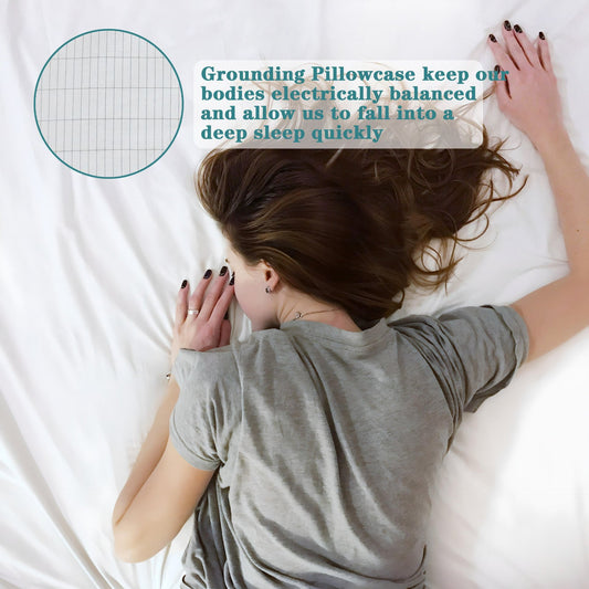 Earthing Ground Pillow Case For Health & EMF Protection Improves Sleep Conductive Silver Fiber Cotton Pillowcase