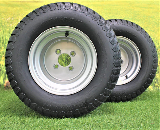 (Set of 4) 20x12.00-10 with 10x8.5 Hustler Chrome Silver Assembly