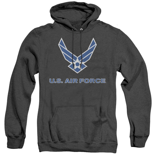Air Force Logo Mens Heather Hoodie Black Officially Licensed