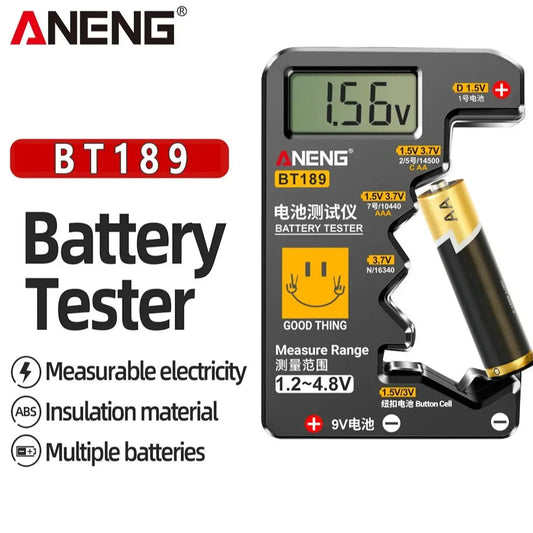 ANENG BT189 Button Cell Battery Tester 9V N D C AA AAA Universal Household LCD Display Battery Tester Power Bank Detectors Tools - THOOBO!
